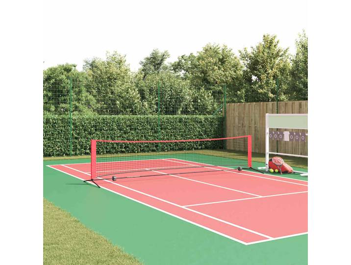 vidaXL Tennisnetz Schwarz und Rot 396 x 92 x 87 cm Polyester