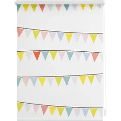 Lichtblick Rollo Klemmfix, ohne Bohren, Verdunkelung, Wimpelkette - Bunt