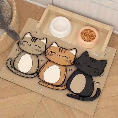 Inspired Living Absorbent Anti Slip Cat Feeding Mat For Mess Free Meals 80x50cm b
