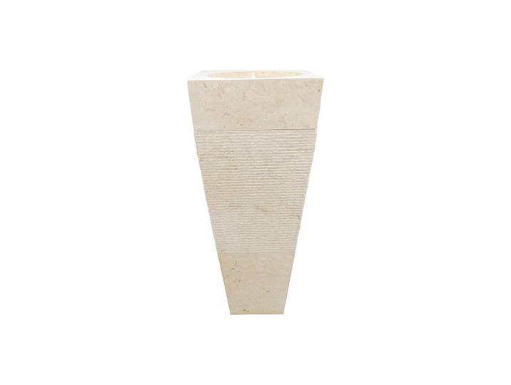Vente-Unique Freistehendes Waschbecken - 40cm x 40cm - Marmor - cremefarben - Mido, Creme, Stein, Uni, Quadratisch, 40x90x40 cm, Badezimmer, Waschbecken & Armaturen, Waschbecken