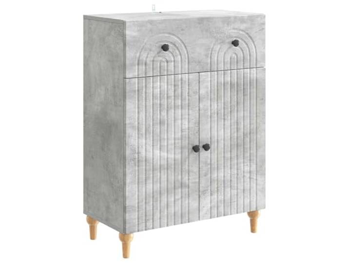 KKgypkn Sideboard Betongrau 66 x 34,5 x 90 cm Holzwerkstoff 90-Grad-Pendeltueren, Offene Und Geschlossene Faecher, Vielseitig Einsetzbar, Pflegeleicht