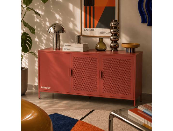 Buffet 3 portes métal terracotta 160cm