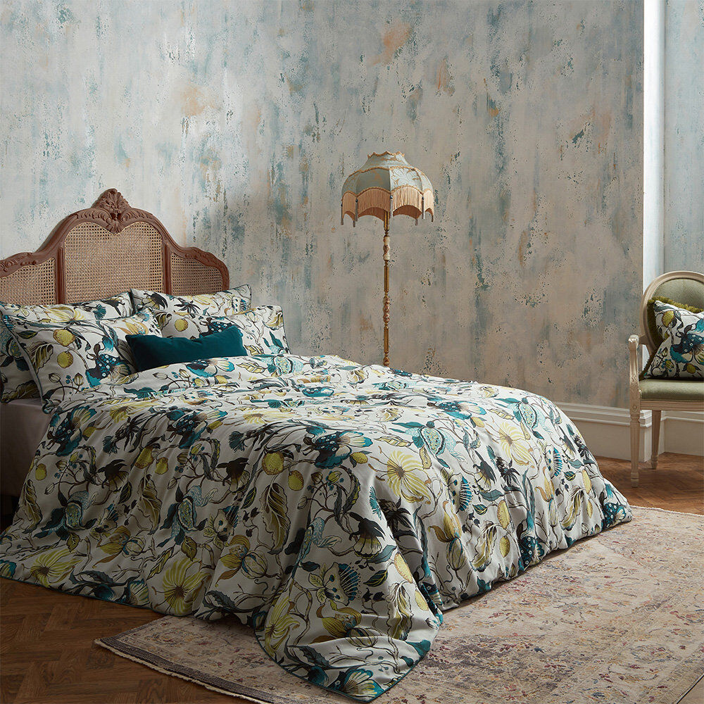 Ew by Edinburgh weavers Cotton Floral Duvet Cover Set with Pillowcases Included Green/Brown Double - 2 Standard Pillowcases