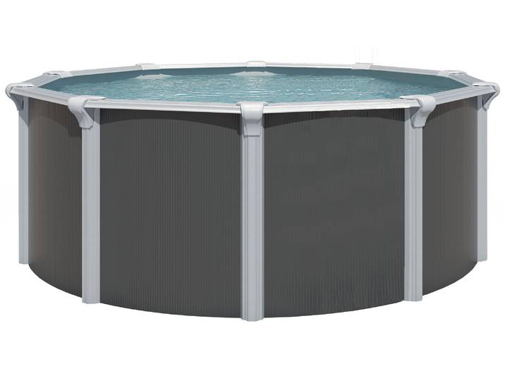 Rundpool KWAD Green line Evolution , grau (design, innenfarbe: grau), H:132cm Ø:460cm, Schwimmbecken, Rundpool, 4,6x1,32 Design Folie in blau, sand oder grau erhältlich