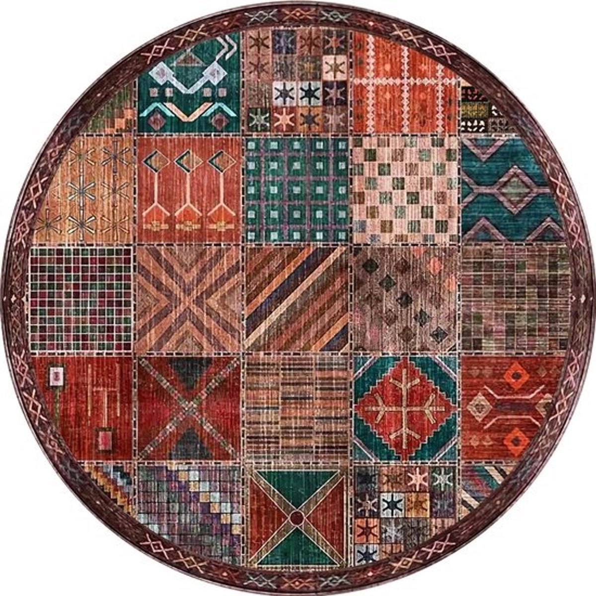 Rond Vloerkleed Vintage Patchwork Veelkleurig - Ø 200 cm