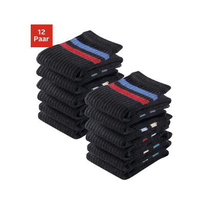 Tennissocken GO IN "Damen Herren Kinder Sportsocken mit Ringel aus Atmungsaktive Baumwolle", Damen, Gr. 39-42, schwarz, Materialmix, geringelt, uni, elastisch, Socken Socken-Set Sportbekleidung Socken Unterwäsche Sportsocken Multipacks Tennissocken,...