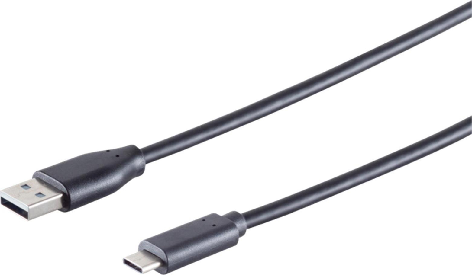 S-CONN USB-C naar USB-A kabel, USB 2.0, 0,48 Gbit/s, 1 meter, zwart