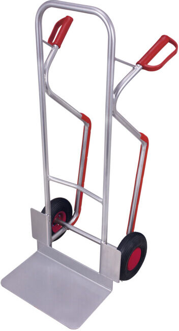VARIOfit Diable en aluminium avec patins pour escaliers, pneus pneumatiques, pelle 480 × 300 mm (ap-710.107)