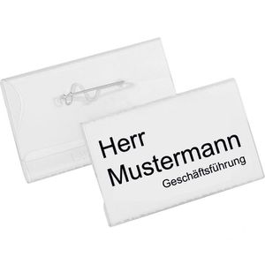 Durable Namensschilder 8008-19, 75 x 40 mm, mit Nadel, Kunststoff, 100 Stück