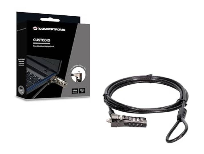 CONCEPTRONIC CUSTODIO01BS Laptopcombinatieslot, standaard slotslot, 1,8 m