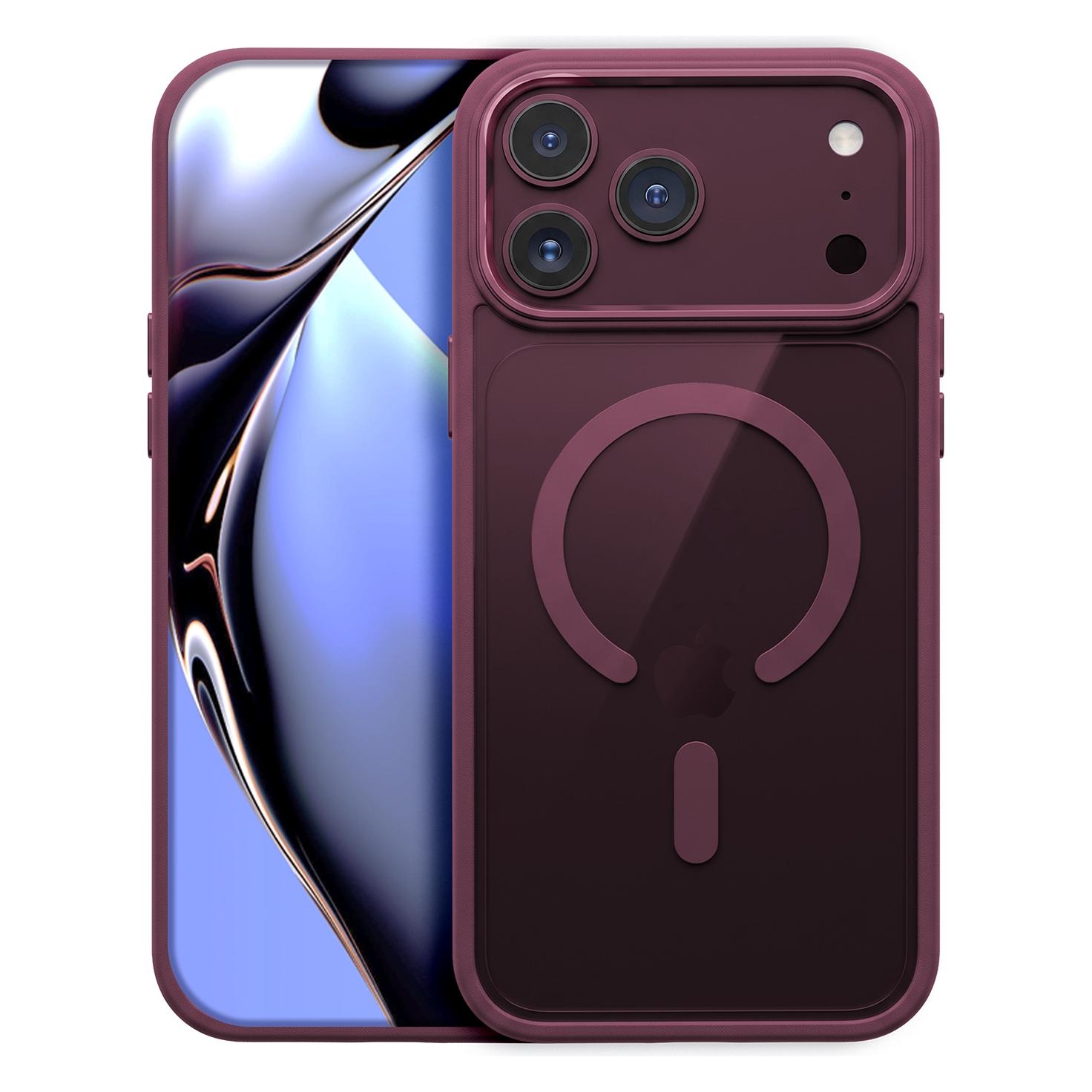 OEM Durchsichtige Mag-Hülle in der Farbe "Dark Cherry" für das iPhone 17 Pro Max 6,9" / 18 Pro Max 6,9" (Apple iPhone 17 Pro Max, Apple iPhone 18 Pro Max) (GSM278748)