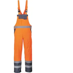 Warnschutz PU-Regen-Latzhose "S488" Kontrast - L - orange/marine