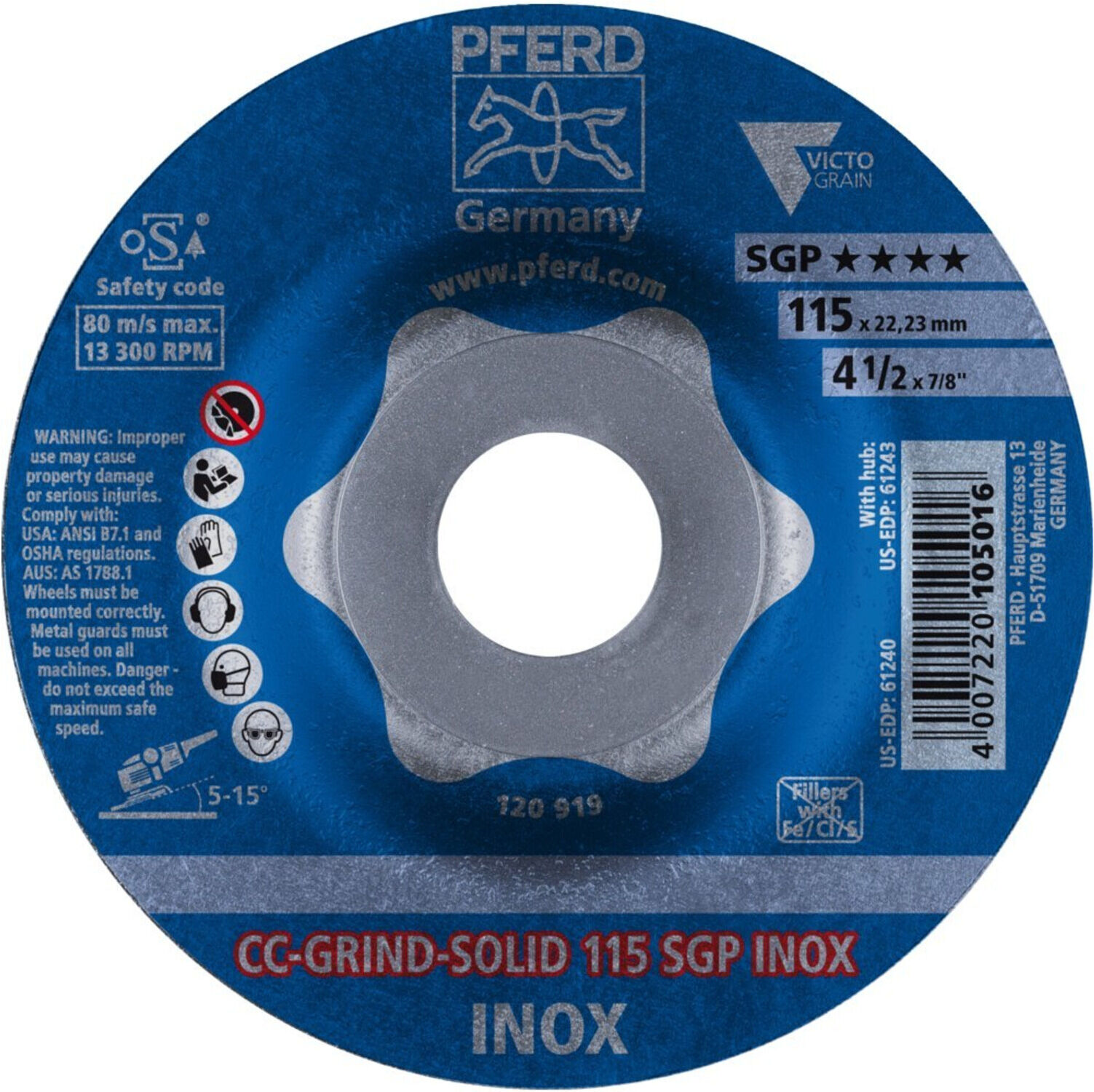 Pferd Schleifscheibe CC-Grind Solid SGP INOX 115mm (64189115)