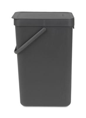 Abfallsammler Sort & Go, rechteckig, mit Wandhalterung, Deckel & Griff, 16 l, Kunststoff, grau