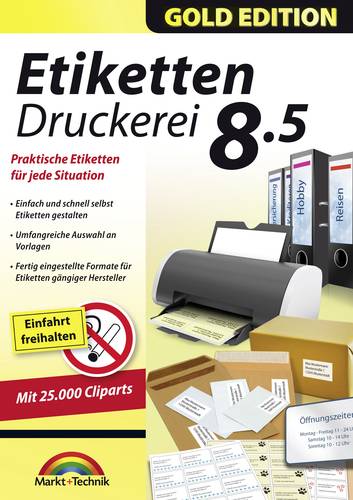 Markt & Technik Etiketten Druckerei 8.5 Gold Edition Vollversion, 1 Lizenz Windows Etikettendruck-Software