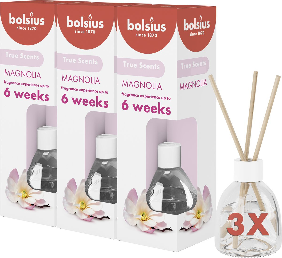 Bolsius Geurstokjes Magnolia 60ml 3 stuks