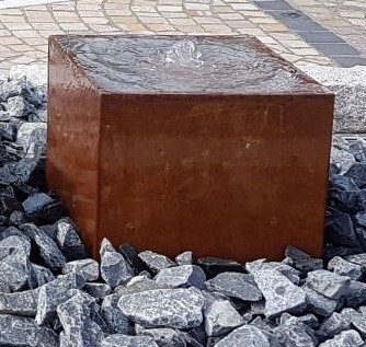 Brunnenquader 30/30/30 cm Roststahl Cortenstahl Gartenbrunnen Quader Würfel ohne Becken