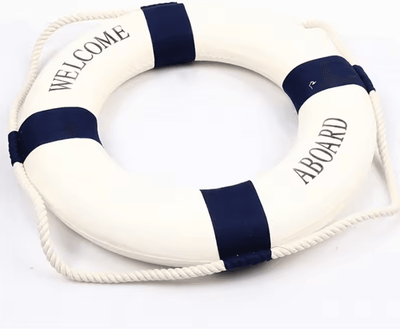 Inspire Curations Nautical Lifebuoy Wall Decor Mediterranean Coastal Hanging Ornament For Home blue D