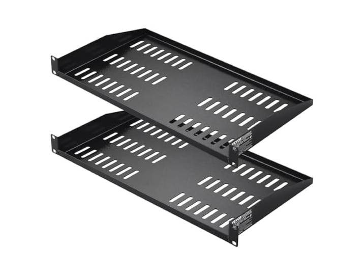 VEVOR Étagère de Rack de Serveur 1U\, 2PCS\, Étagère Montage en Rack ou Murale\, Profondeur 250 mm\, Capacité de Charge 22\,68 kg avec Plateau Ventilé\, pour Armoire Réseau 482\,6 mm ou Rack d'Équipement