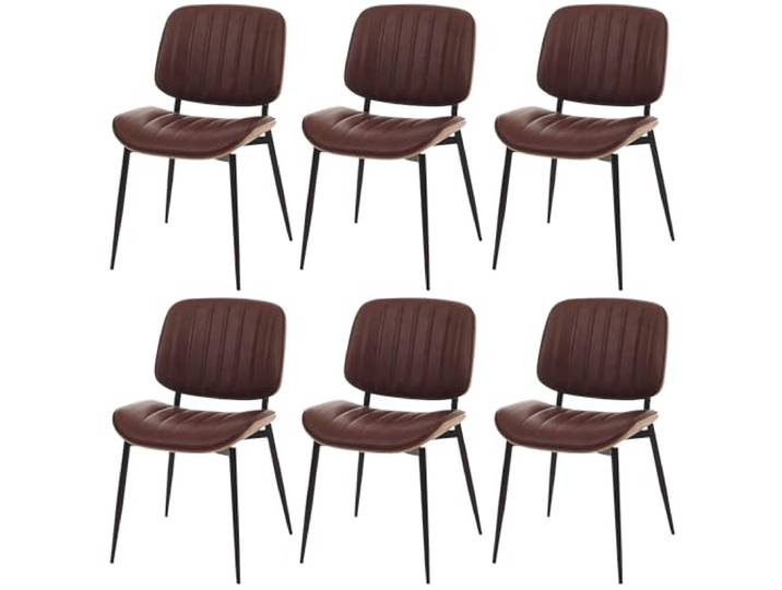 Mendler 6er-Set Esszimmerstuhl HWC-O44 - Natur, Vintage braun Küchenstuhl, Stuhl, Bugholz, Kunstleder, FSC®