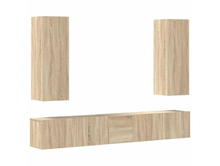 GHVBNMF 5-TLG. TV-Schrank Set Wandmontage Holzwerkstoff Sonoma-Eiche Wandhängendes Lowboard Ensembles für Wohnzimmer und Schlafzimmer, bietet viel Platz und modernes Design.