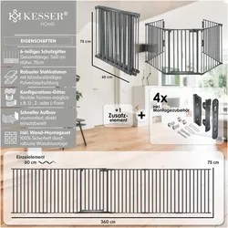 Kesser, Zubehör Kerzen + Kamin, Kaminschutzgitter mit Tür Metall Laufgitter Türschutzgitter Laufstall