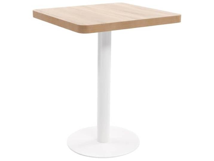 Bistrotisch Hellbraun 60x60 cm MDF mit Stahlbein und Stahlsockel MDF mit Holzmaserung,Stahlbein und Stahlsockel,feuchtes Tuch Reinigung,unkomplizierte Montage,Wohnung Küche Essbereich