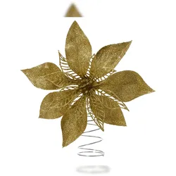 Christmas Decorations Christbaumspitze Weihnachtsstern 22cm Kunststoff Weihnachtsbaumspitze Dekoblume Christbaumschmuck Weihnachtsbaumschmuck Baumspitze Gold