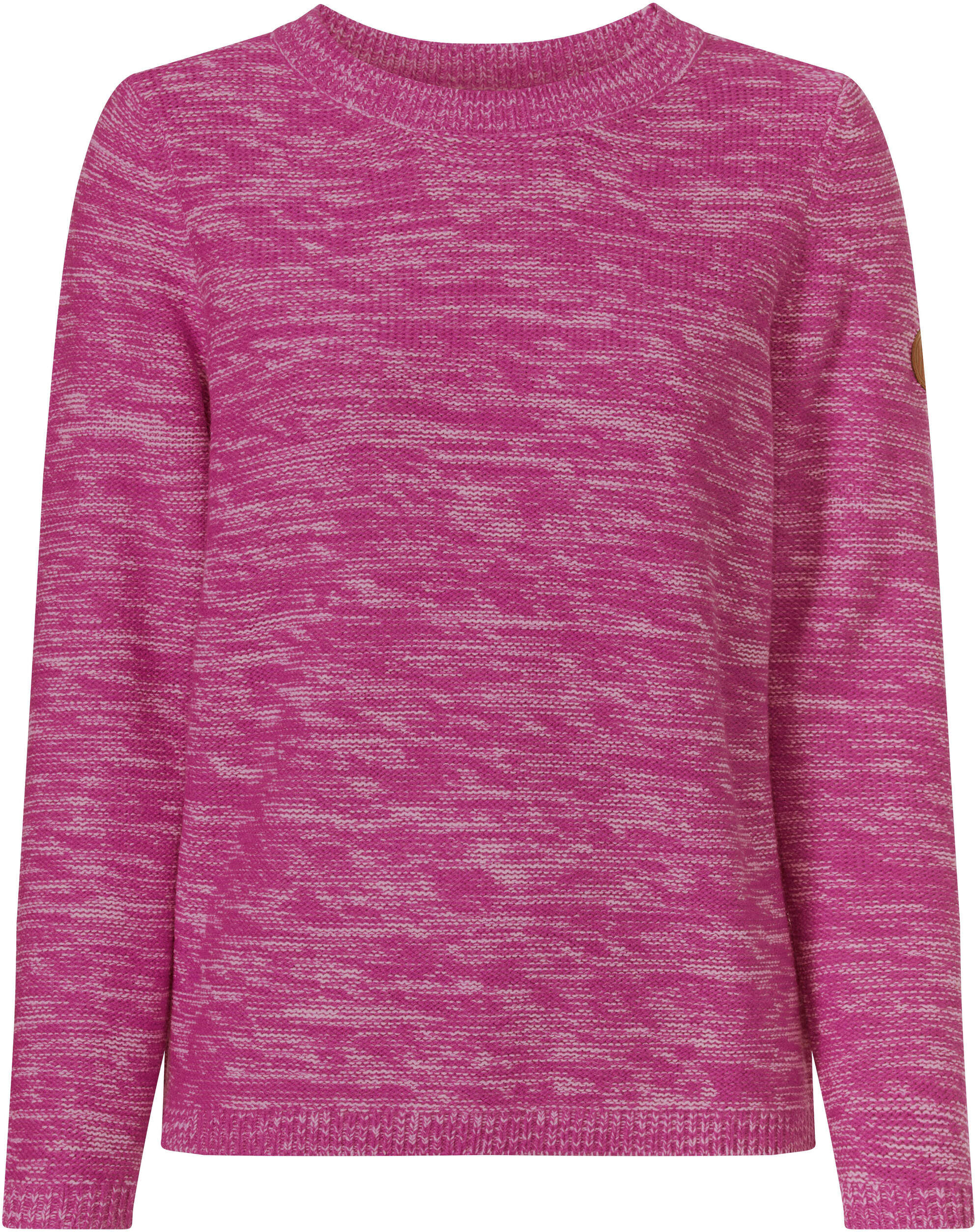 Sieh An! Longpullover SIEH AN "Rundhals-Pullover Langarm-Pullover aus Melange-Strick", Damen, Gr. 38, magenta, meliert, Strick, , Sportlich, Rundhals, Pullover Longpullover