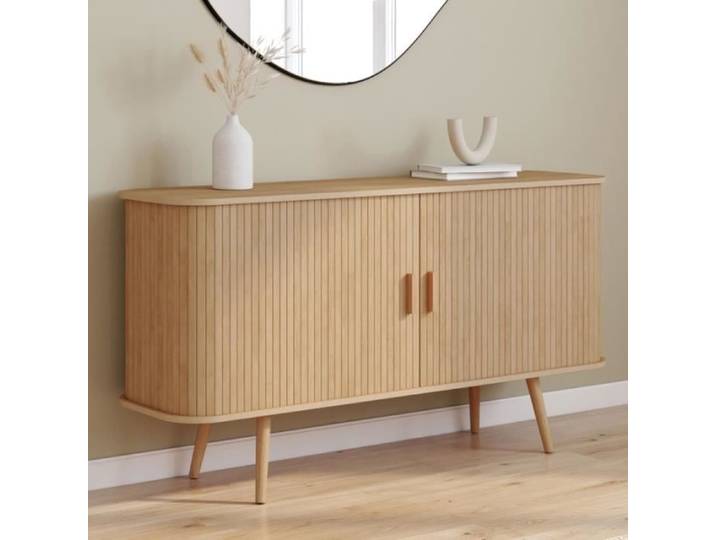 ID MARKET buffet 2 portes 140 cm Moderne bois effet chêne