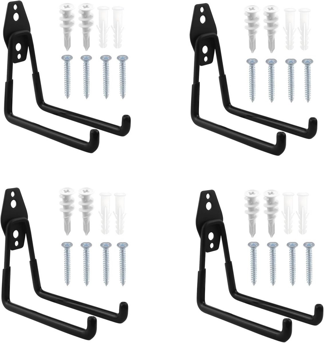 4x Zware Garagehaken - Stevige Metalen Haken voor Gereedschap, Fietsen en Tuinbenodigdheden