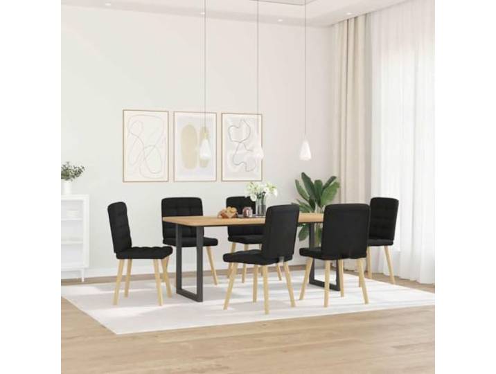 POUFGDR Essstühle, 6 Stück, Schwarz, Stoff 6 Stück, weicher Polyesterstoff, Rahmen aus Metall und Holz, Sitzfläche aus dickem Schaumstoff, Esszimmer, Wohnzimmer