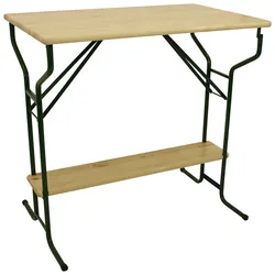 Stehtisch BAMBERG 113cm klappbar, Metall + Holz lackiert, mit Fuss-Stütze