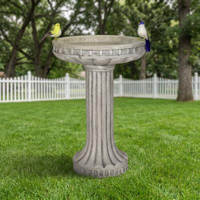 Meedzom Outdoor Bird Bath Classical Birdbaths Vintage Fibre Reinforced Concrete Design for Home Garden Patio Yard Decor