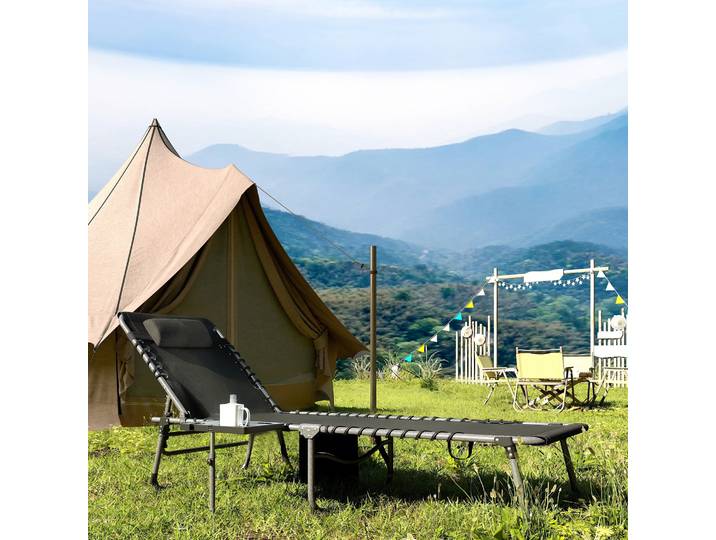 Outsunny Bain de Soleil Pliante 5 Niveaux 60x190x31cm Noir