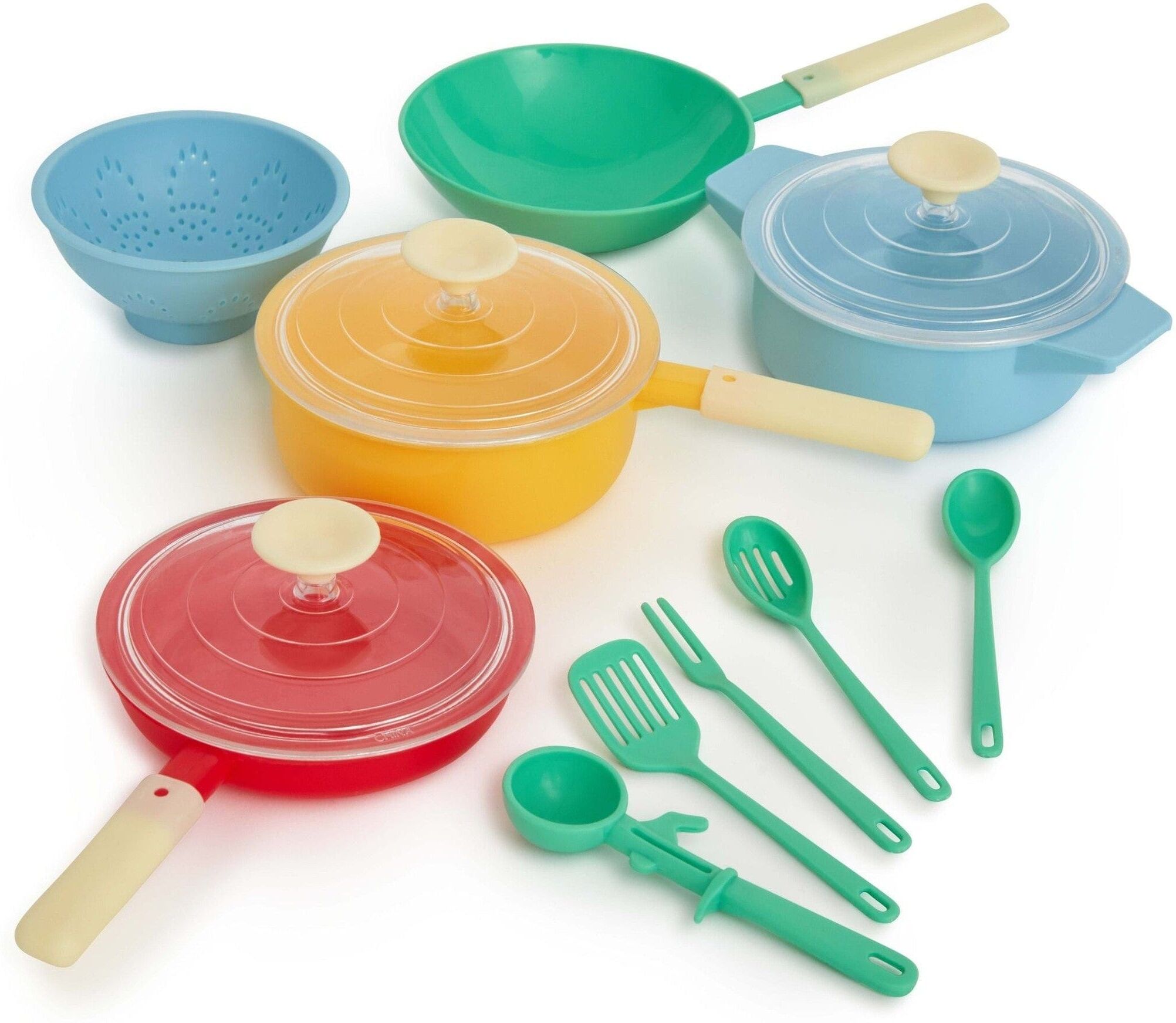Casdon 13-Piece Pastel Toy Pan Set for Kids - Play Kitchen Accessories - 13 Pieces