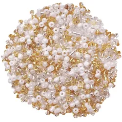 Rocailles-Perlen, gold-silber-weiß, 2,5 mm Ø, 100 g