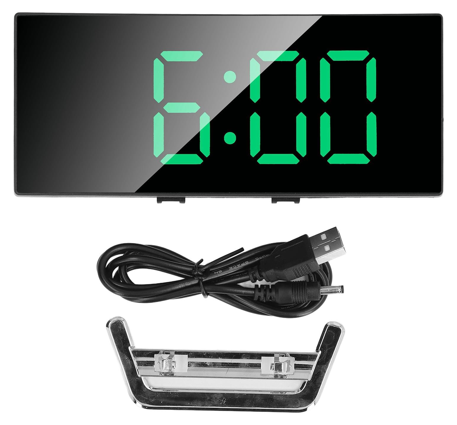 Gistuch Digitale Wekker met LED-verlichting en Spiegelontwerp, Gebogen Elektronische Wekker