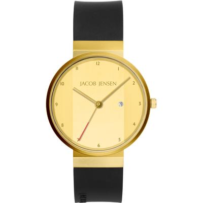 Quarzuhr JACOB JENSEN "New Line", gold (schwarz, gelbgoldfarben), Armbanduhren, Herren, goldfarben, Quarzuhr, Armbanduhr, Herrenuhr, analog, Tag