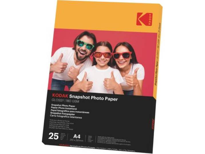 Kodak - Papier Photo Instantané 25 Feuilles A4 Brillante 180gsm