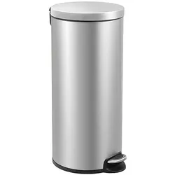 EKO Treteimer Serene Tretmülleimer Edelstahl matt 30 L mit gedämpftem Deckel und Inneneimer, stilvo, Abfalleimer, Silber