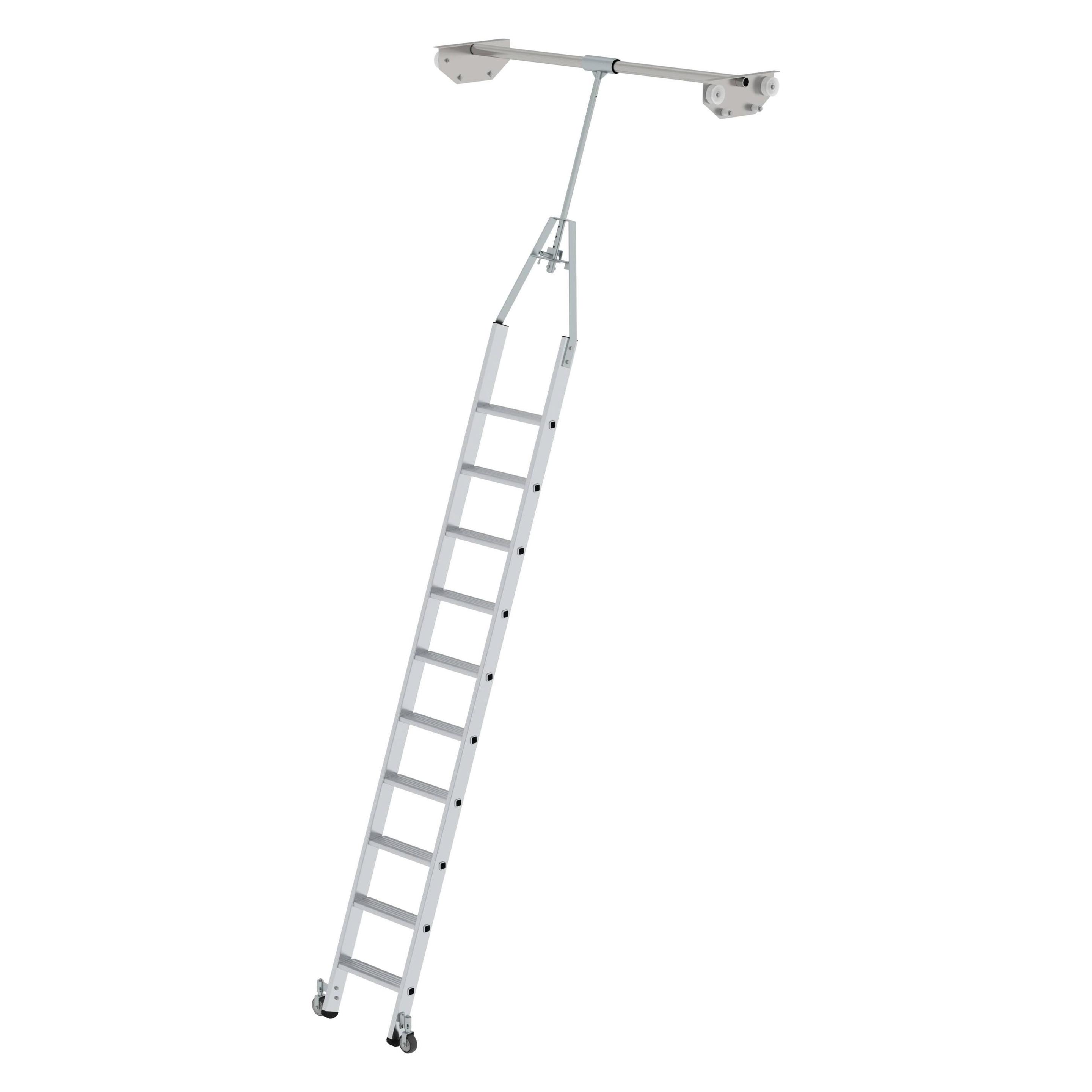 Munk Stufen Regalleiter drehbar für Doppelregal 10 Stufen (Regalleiter, 278 cm) (044510)