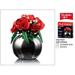Sluban Pleyerid Blume Rote Rosen 313 St. Klemmbausteine - Bauspielzeug M38-P8061