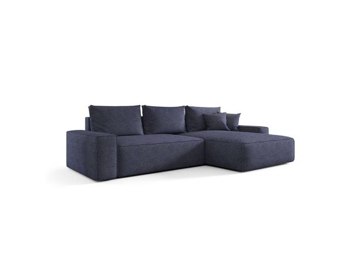 Cornero Ecksofa California rechts blau Strickstoff Aragon 74 - Schlaffunktion, Bettkasten, Blau, Echtholz,Buche, L-Form, 280x184 cm, Wohnzimmer, Sofas & Couches, Wohnlandschaften, Ecksofas