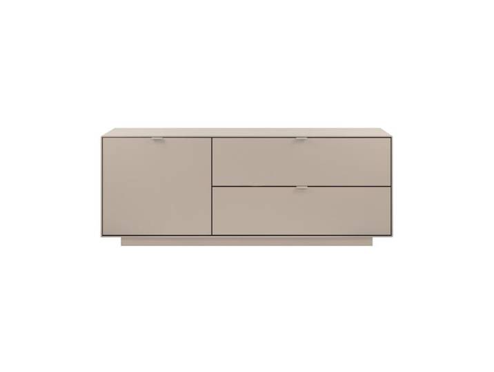 CALICOSY - Meuble TV 1 porte 2 abattants décor sable L160 cm VIKA - Beige