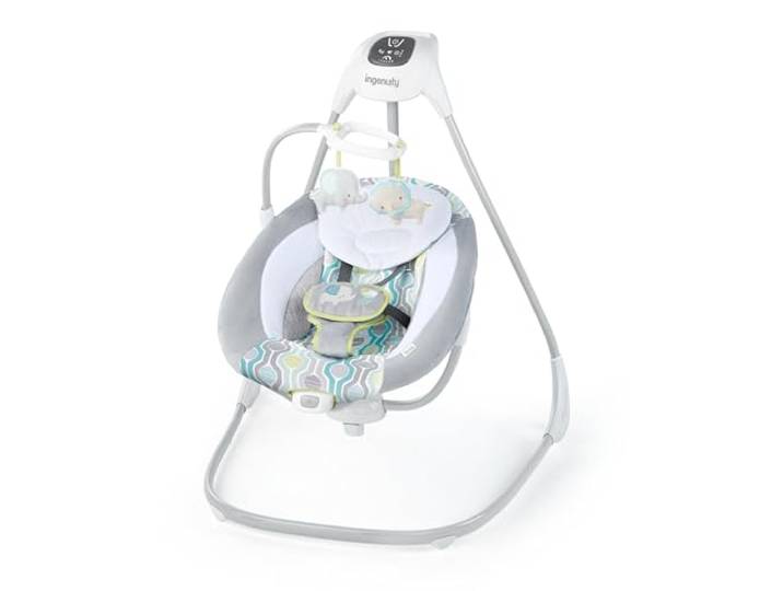 Ingenuity, Everston Babyschaukel, 180° drehbar, 3 Schaukelrichtungen und 6 -geschwindigkeiten, spielt 8 Melodien und weißes Rauschen, ab der geburt bis 9kg