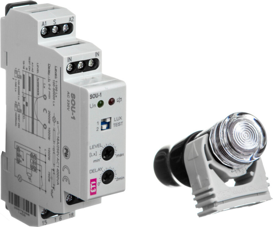 ETI Polam Schemerschakelaar 16A 230V 1-50000lx DIN SOU-1 002470011