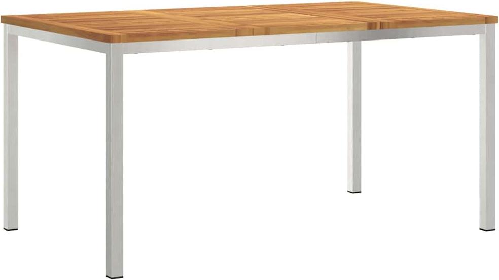 Esstisch 150x90x75 cm Massives Akazienholz und Edelstahl