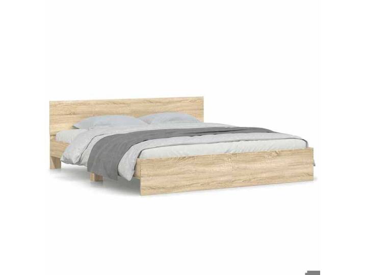Promotion Févr Meuble de chambre - design contemporain - Structure de lit - 2 places - sans matelas chêne sonoma 160x200 cm FR8525