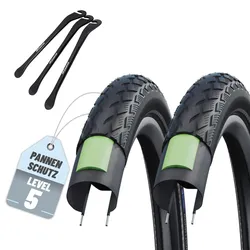 2x Schwalbe Marathon GreenGuard 20 x 1,50 (40-406) Drahtreifen – ohne Schlauch + 3 MSZweirad Reifenheber